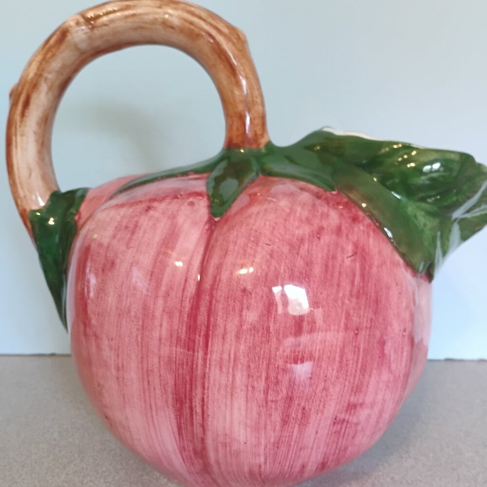 Bassano Italy Vintage Hand Painter Ceramic Tomato Pitcher